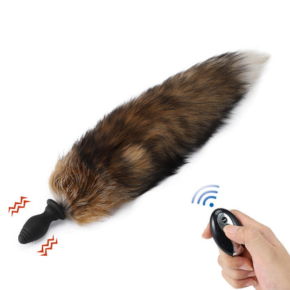 Detachable Fox Tail Vibrating Anal Plug with Remote - Brown Vibrating - Remote Control - image 15