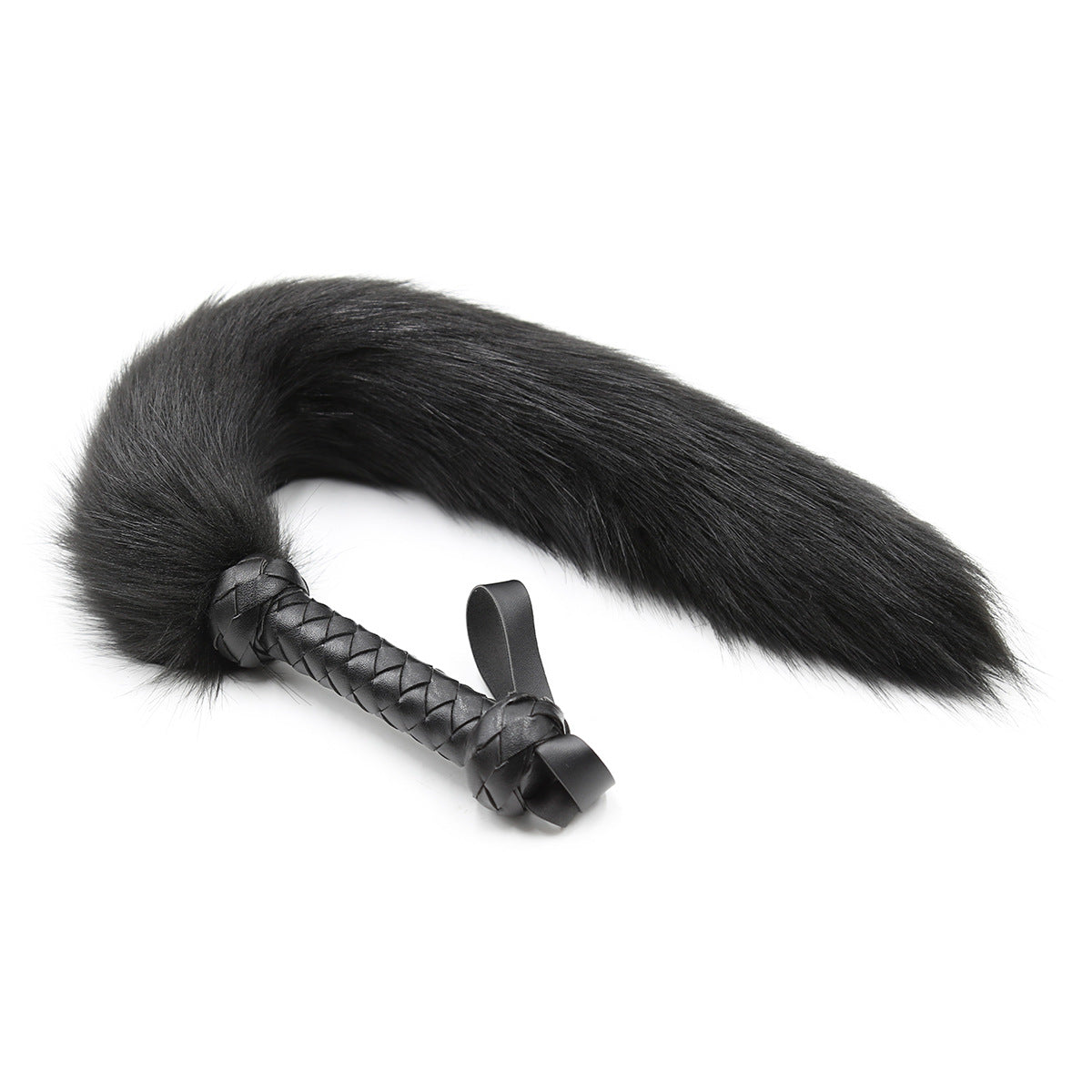 Soft Fur Whips With Pu Leather Handle - Black - image 1