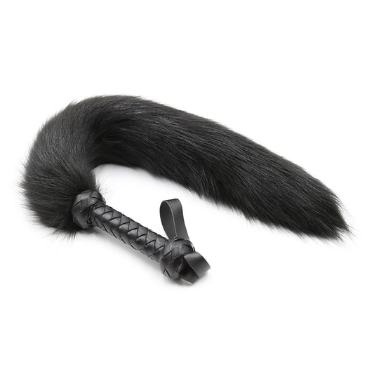 Soft Fur Whips With Pu Leather Handle - Black - image 1