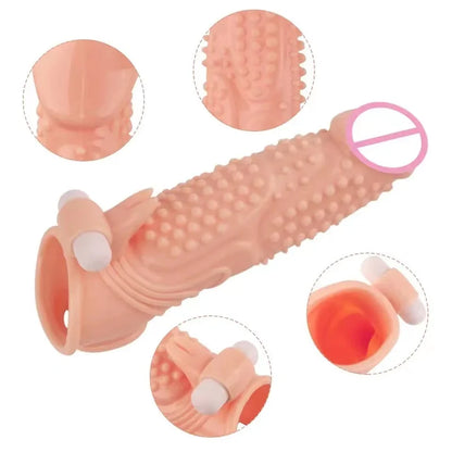 Penis Sleeve Extender Vibrator Dick Enlargement Delay Ejaculation - image 1