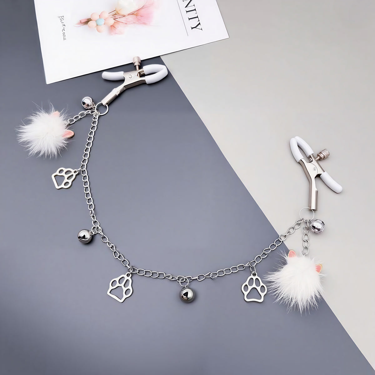 Fluffy Cat Bell Nipple Clamps - A - image 0