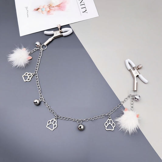 Fluffy Cat Bell Nipple Clamps - A - image 0