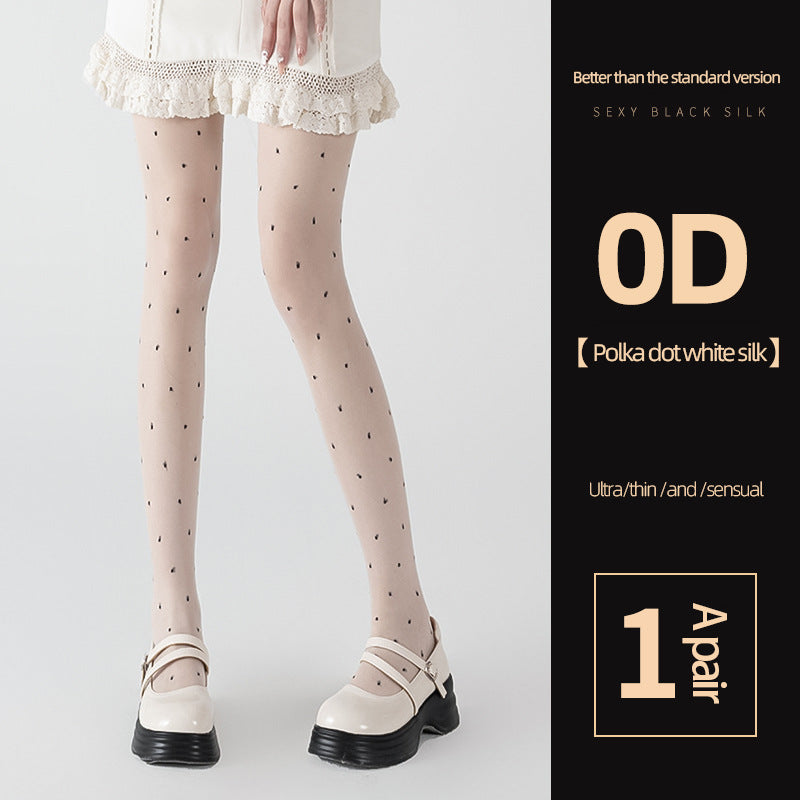 0D Sheer Tights – Ultra Thin & High-Waisted Comfort - Polka dot black silk - One Size - image 7