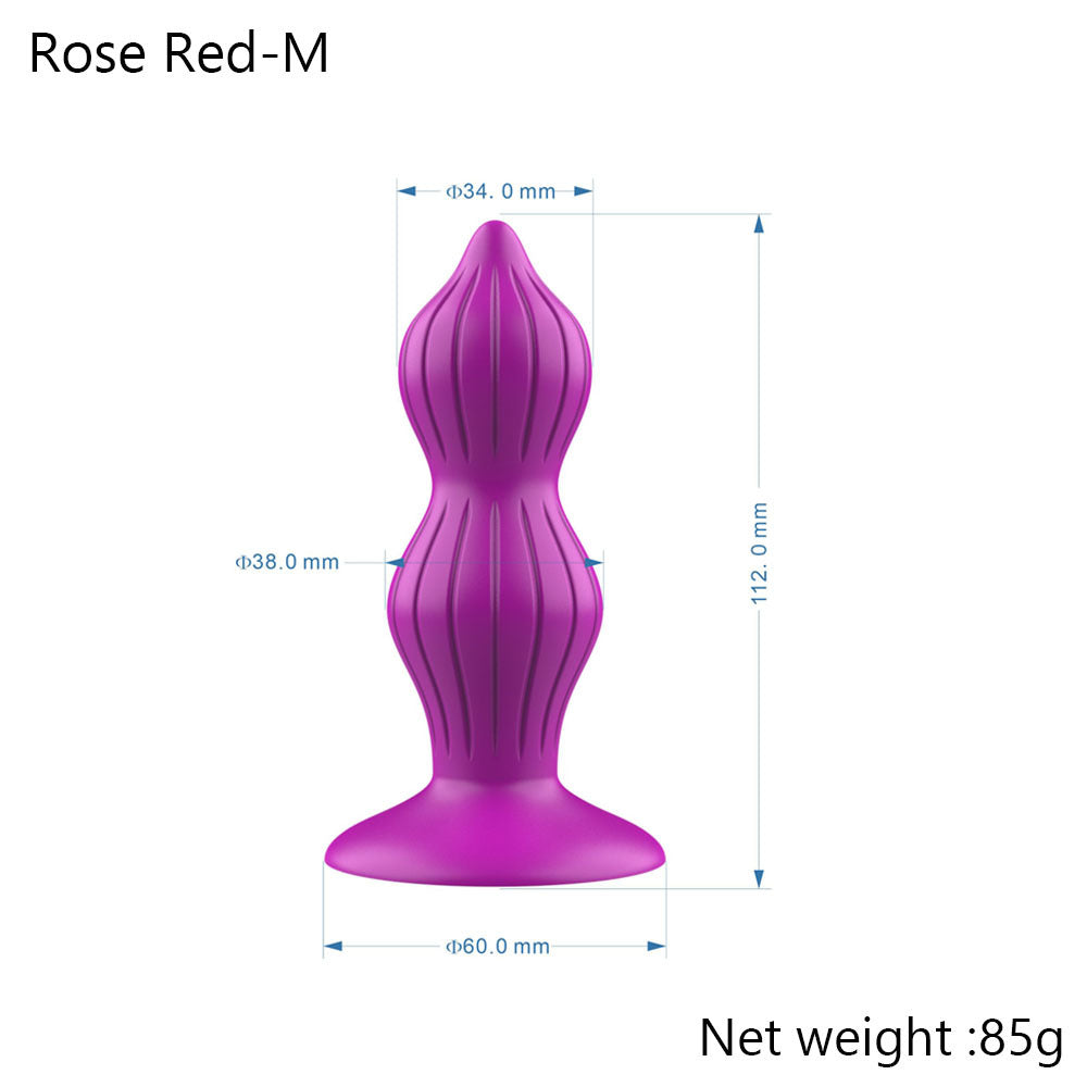 Beaded Style Silicone Anal Plug - 2 Beads - Rose - image 11