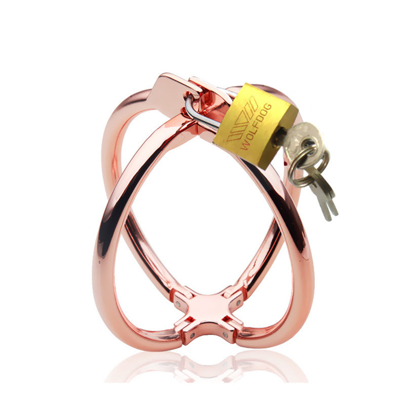 BDSM CBT Handcuff - Gold - key lock - image 4