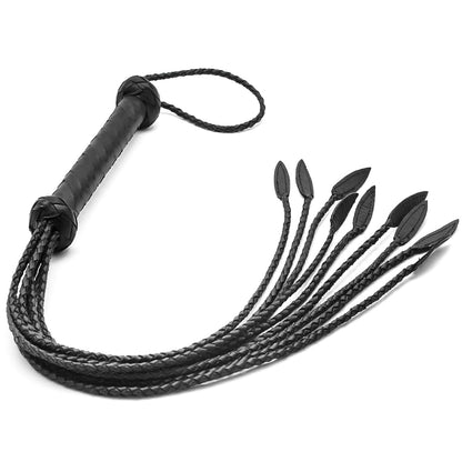 SM Real Leather Whip Nine-Tailed Flogger - Black - image 3