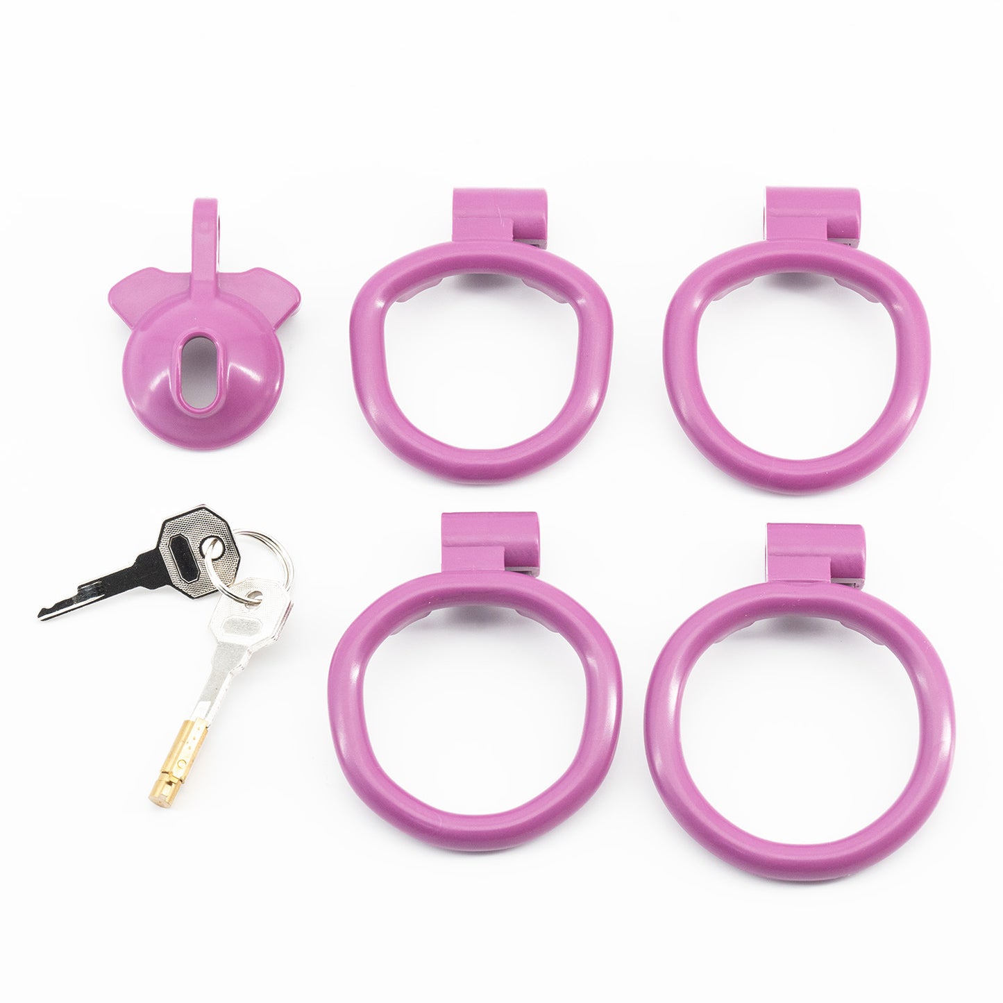 5 Colors Sissy Chastity Cage with 4 Rings - Purple - positive - image 10