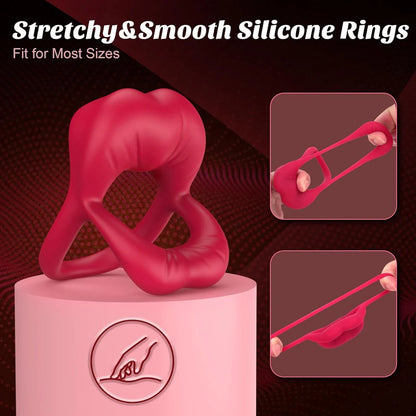 Rose Vibrating Cock Ring with Sexy Lip Clitoris - image 4
