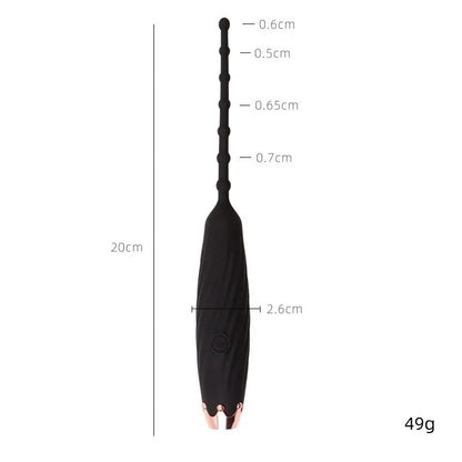 7.87'' Vibrating Urethral Sound With Four Smooth Beads - image 0