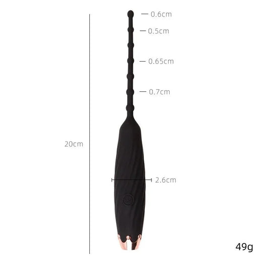 7.87'' Vibrating Urethral Sound With Four Smooth Beads - image 0