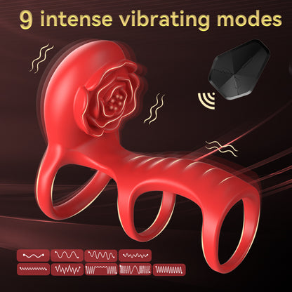 Vibrating Cock Ring Rose Toy with Clitoral G Spot Stimulation - image 5