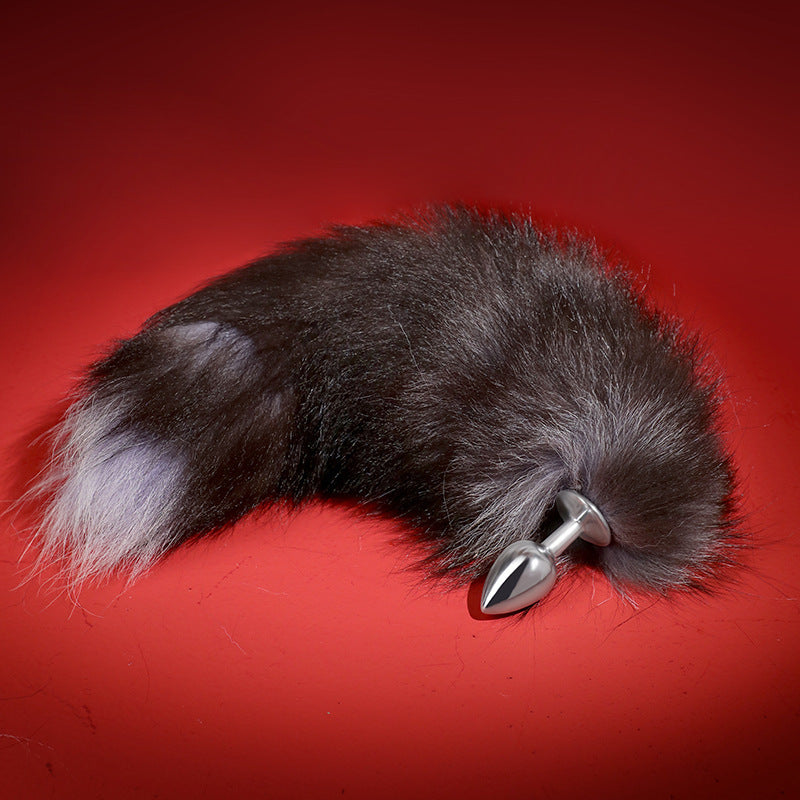Fluffy Fox Tail Anal Plug  - Blue fox tail - image 5