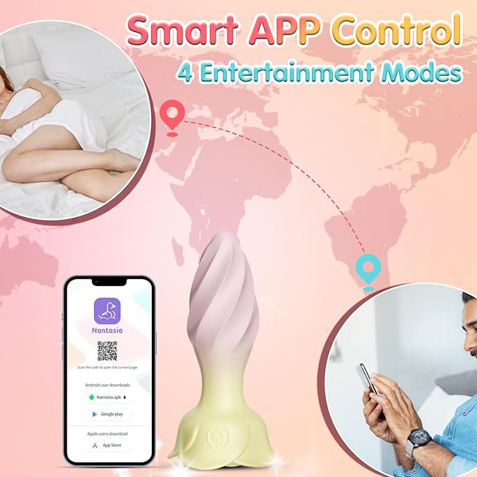 App Control Ruby Jeweled Vibrating Rotating Butt Plug - image 2