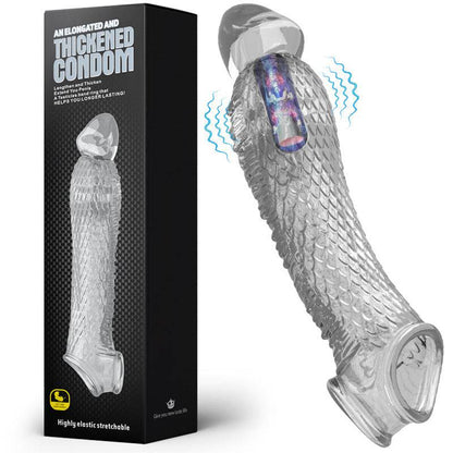 Long and Thick Dragon Cock Sleeve - Transparent Vibrating - image 14