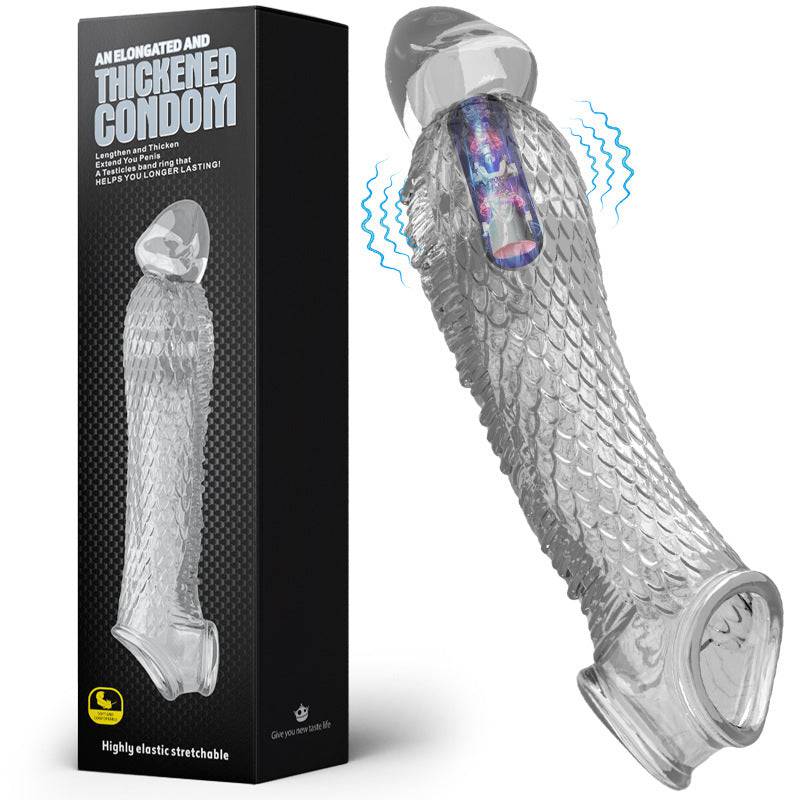 Long and Thick Dragon Cock Sleeve - Transparent Vibrating - image 14