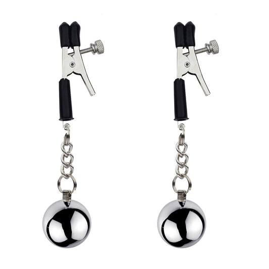 BDSM Long Nipple Clamps Nipple Clips - Silver - image 0