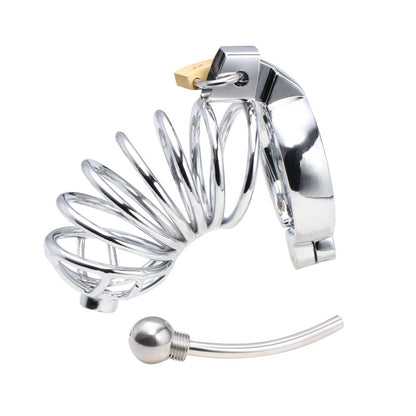 Deluxe Corkscrew Male Chastity Cage with Urethral Sound - image 0