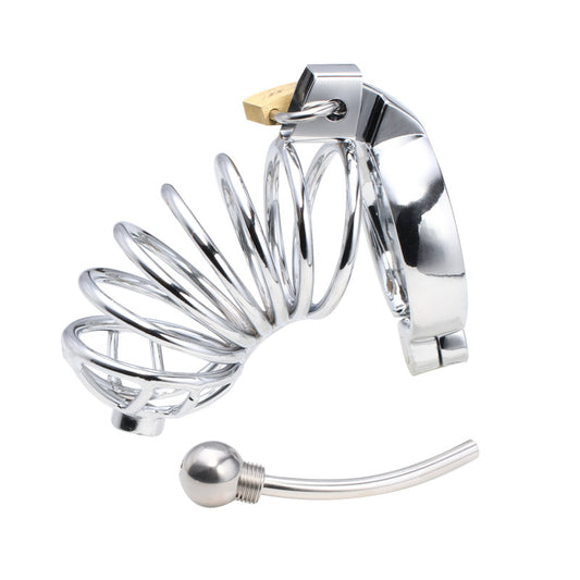 Deluxe Corkscrew Male Chastity Cage with Urethral Sound - image 0