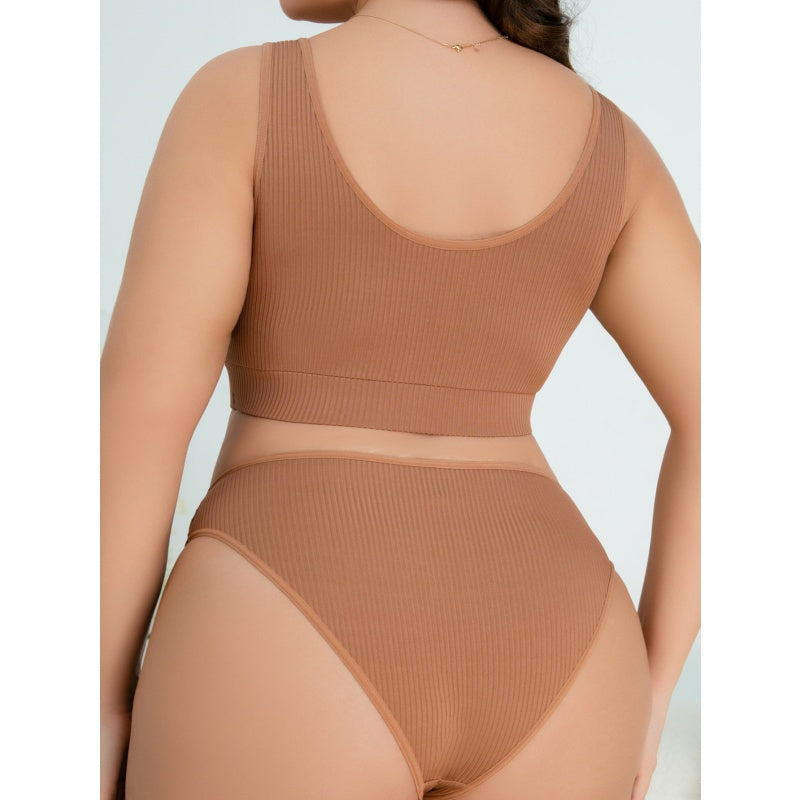 Plus Size Cotton Lingerie Set for Women – Soft Wireless Bra & Panty with Rhinestone Heart - image 9