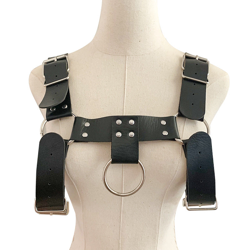 English Bull Dog Leather Chest Harness Sexy Men Lingerie - Black - image 4