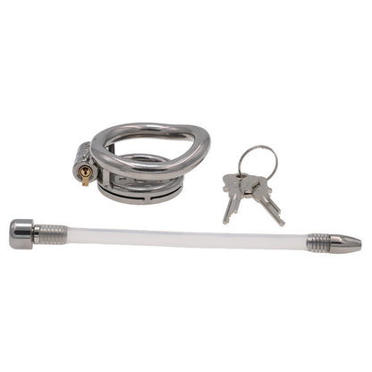 Stainless Steel Chastity Cage with Catheter Tube - image 2