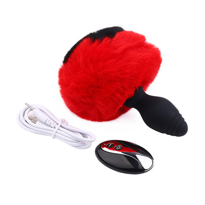 Rabbit Tail Butt Plug Remote Control  - Red - image 6