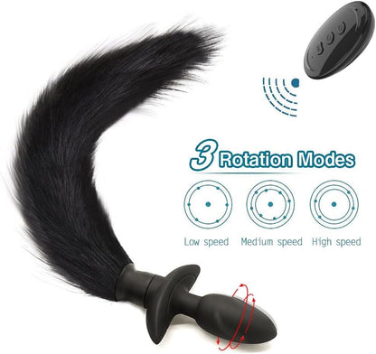 Vibrating Foxy Tail Silicone Anal Plug - Black - image 9