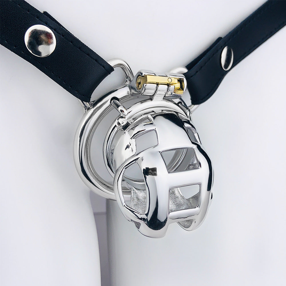 Locked Down Penis Chastity Cage with Belt - Small -55MM Circular Ring - image 8