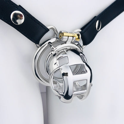 Locked Down Penis Chastity Cage with Belt - Small -55MM Circular Ring - image 8