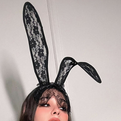 Wet Look Faux Leather Bodysuit with Zipper & Chain Detail – Backless One-Piece Lingerie - bunny ear - XL - image 8