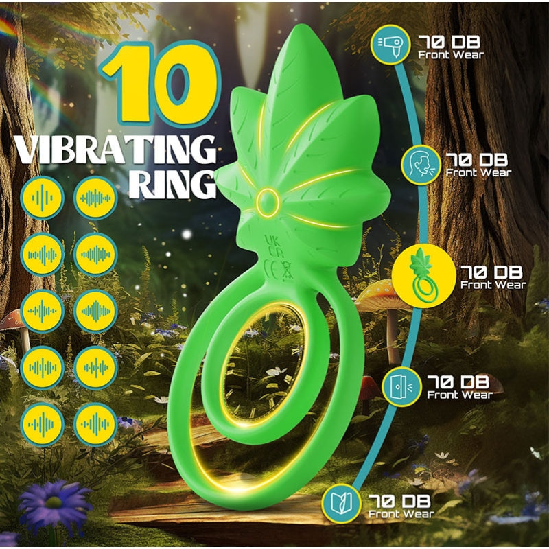 Dual-Ring Vibrator – Leaf-Designed Couples' Cock Ring - image 0