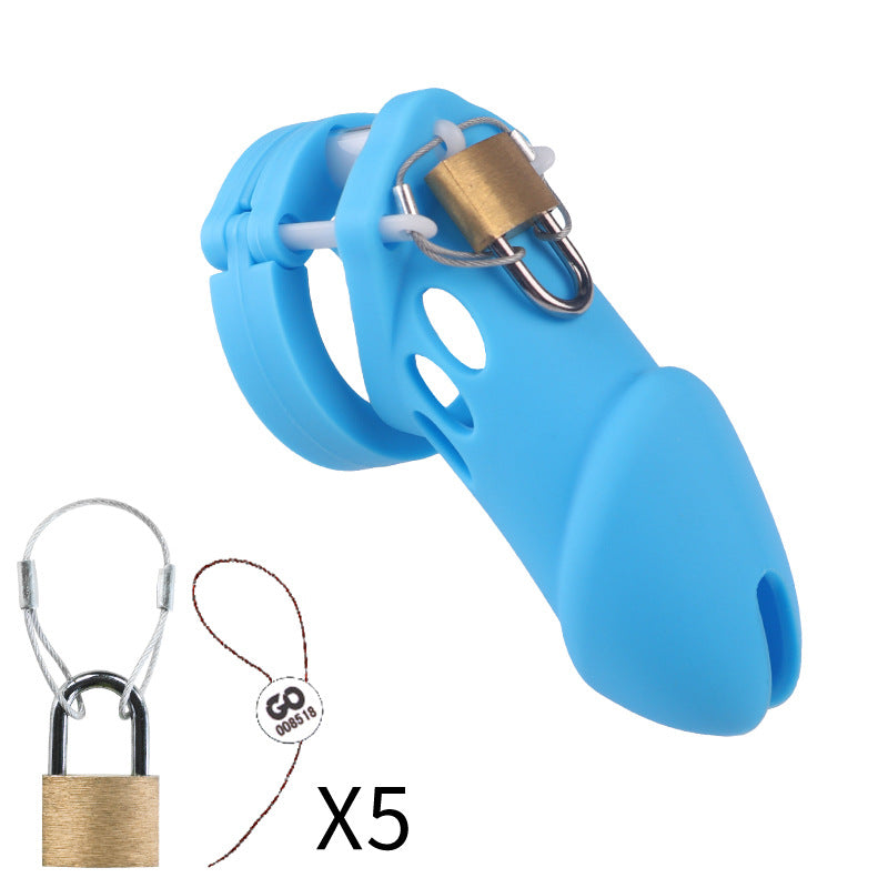 Male's Silicone Device Cage 2.76 inches and 3.54 inches long(all rings included) - Blue - 3.54 inches - image 5