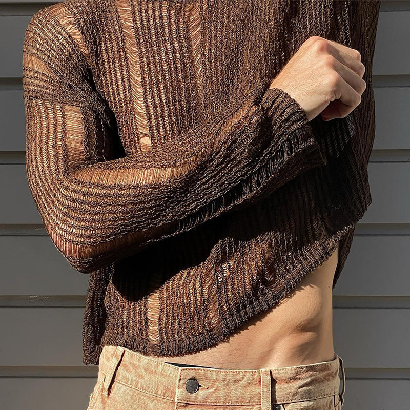 Micro Sheer Cutout Stretch Sweater - image 2