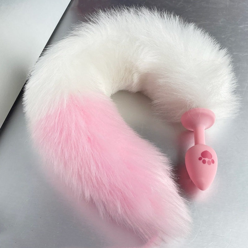 Cat Paws Fluffy Anal Butt Plug - White&pink tail - image 19