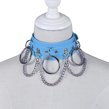 Unisex Punk PU Leather Choker Rock  - Sky Blue - image 6
