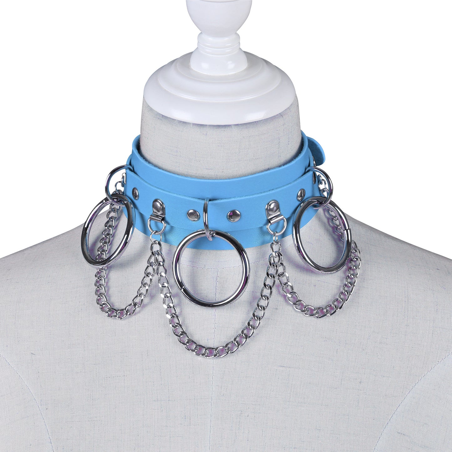 Unisex Punk PU Leather Choker Rock  - Sky Blue - image 6