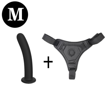Silicone Strap-on Dildo - Black - M - image 3