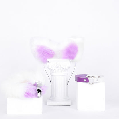 Three-piece Fox Tail Costume Set - White & Purple - image 9