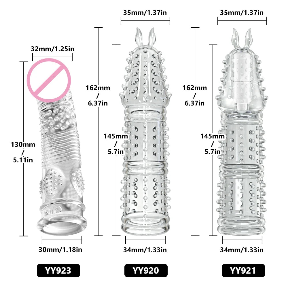 Penis Crystal Sleeve 1CM Thick Spike Cock Enlargement  - image 3