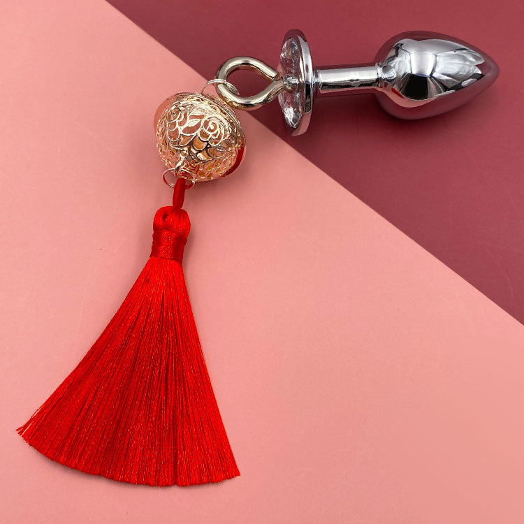 Metal Bell Anal Plug Erotic - Red & Gold - image 4