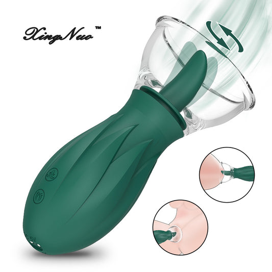 USB Charging Clitoris & Nipple Licking Sucking Vibrator - Green - image 0