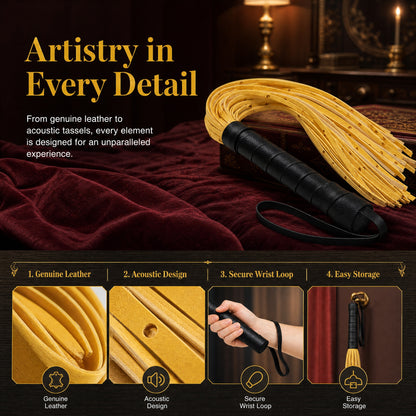 Yellow Pu Leather Tassels Flogger Horse Riding Whip - image 8