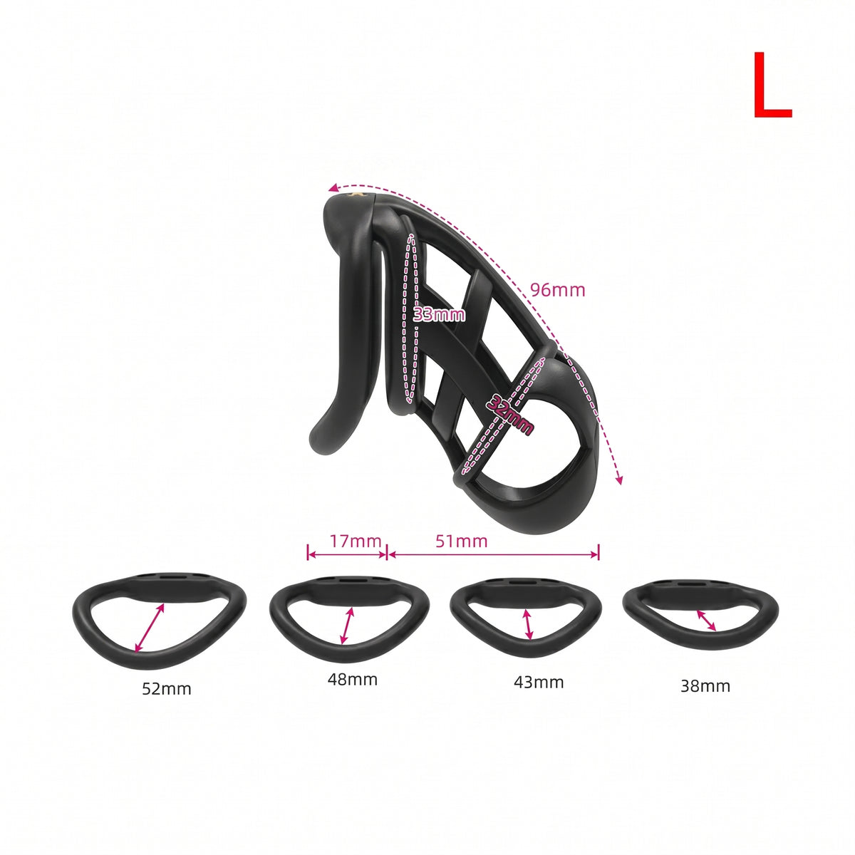 StealthCore Male Chastity Cage - Black L Arc Ring - image 9