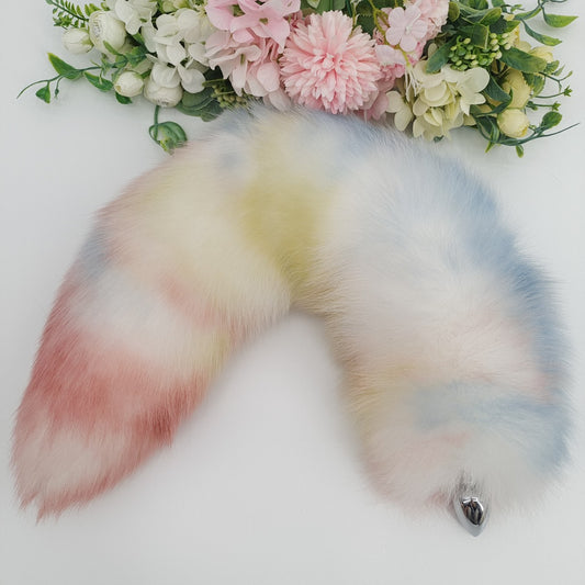 Candy Color Handmade Detachable Plug Fox Tail - 70cm - image 0