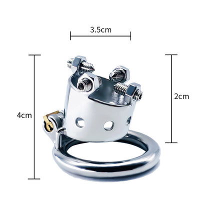 Stainless-steel Chastity Cage With Spiked Screws - Round Ring - 55mm - image 4