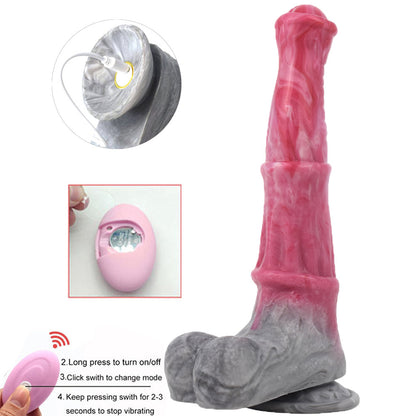 9.5 Inch Pink Horse Dildo Realistic Animal Penis 10 Vibration Modes - Color 1 - image 3