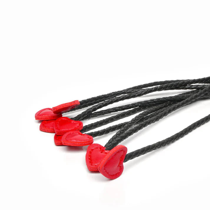 8-Tail Vegan Leather Whip with Red Heart Tips - image 3