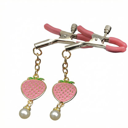 Cute Strawberry Nipple Clamps With Adjustable Dual Clip Design - Pink Alligator clip nipple clamp - image 17