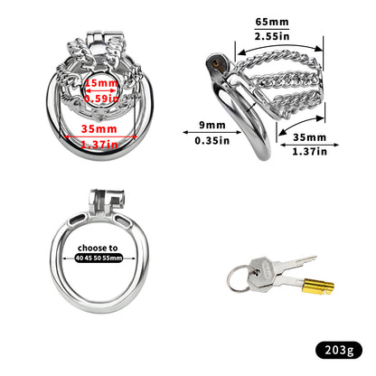 Thick Chainmail Steel Chastity Cage - M - 55mm( 2.17" ) - image 2
