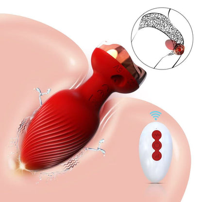Rose Style Sex Toy Anal Plug Vibrator With Remote Wireless Control  - image 7